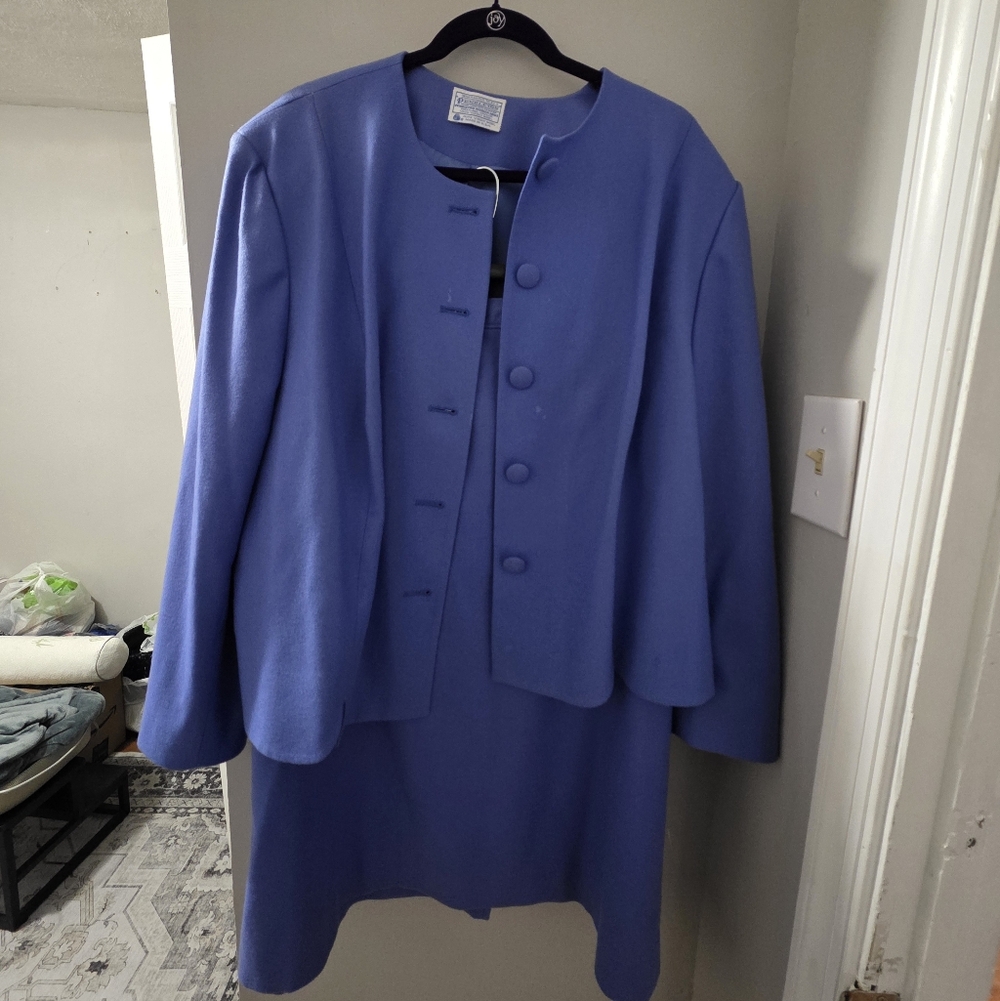 Pendleton | Vintage Plus Size Jacket & Skirt Set - Sky Blue